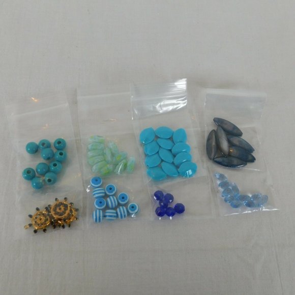 Unbranded Other - Blue Beads Mixed 8 Packs Round Teardrop Oval Wheels Solid Stripe Faceted Various